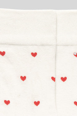 Chaussettes blanches à motif coeur Saint-Valentin