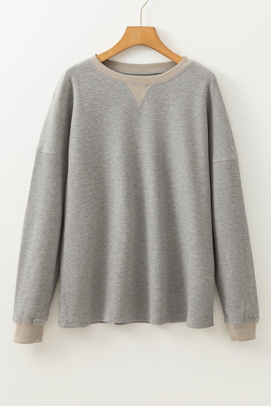 Gray loose thermal pullover sweatshirt