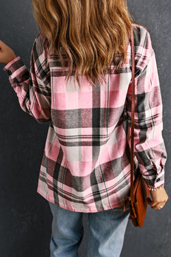 Pink tile buttoned shirt with patch pocket