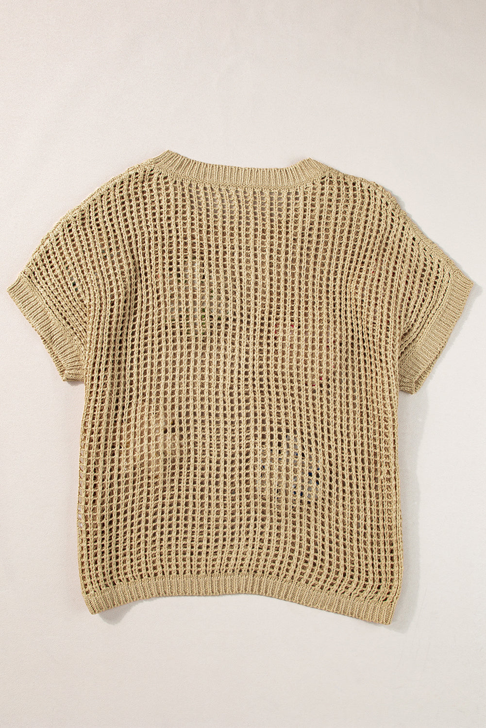 Light French Beige Crochet Flower Hollow-out Sweater T Shirt