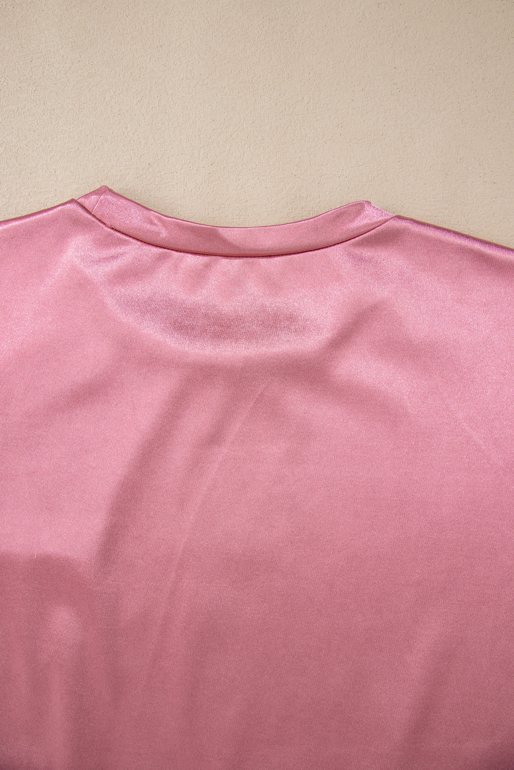 Pink loose cutting t-shirt with chest pocket