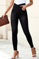 Jegging noir extensible à taille arquée, coupe slim