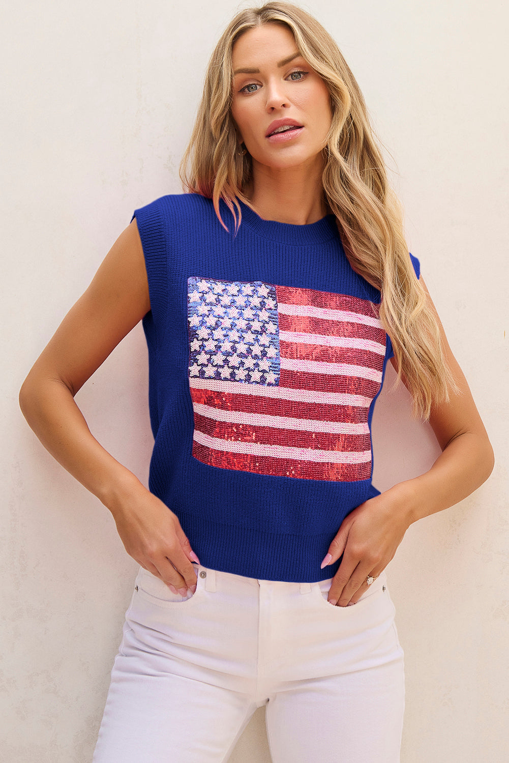 Bleui sparkling American flag knitted
