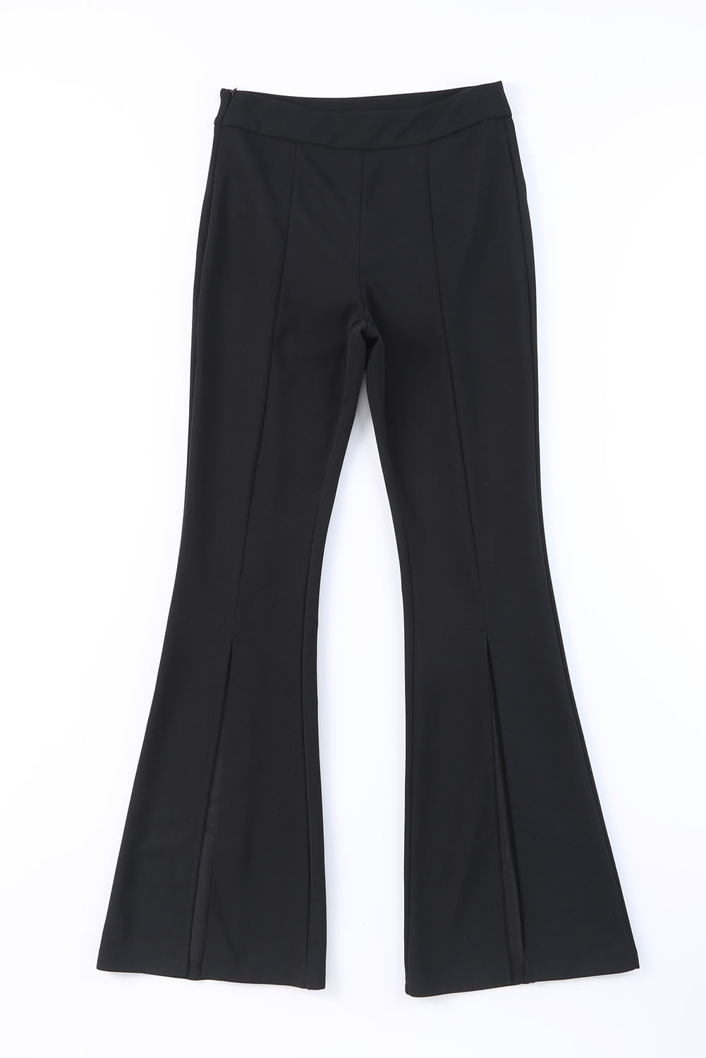 Pantalon taille haute noir à ourlet fendu