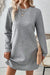 Straight textured dress with long gray -colored sleeves