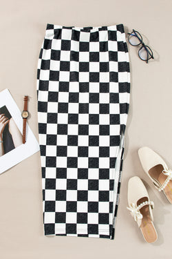 Mid-long high-waist skirt checkered *