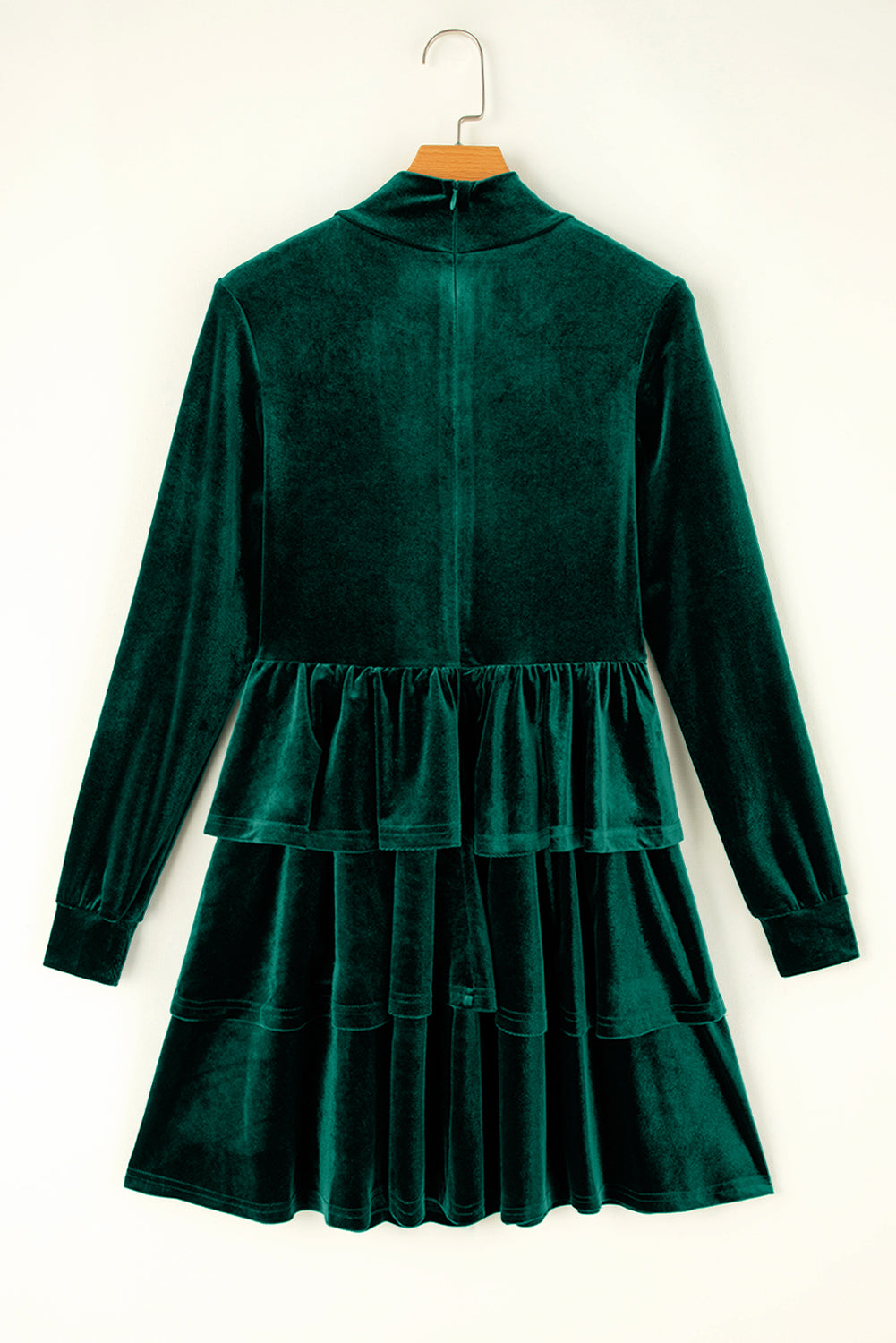 Mini Velvet de terciopelo de Evergreen Mini Vestido Ruffle Ruffle