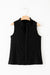 Textured black tank top with split collar *