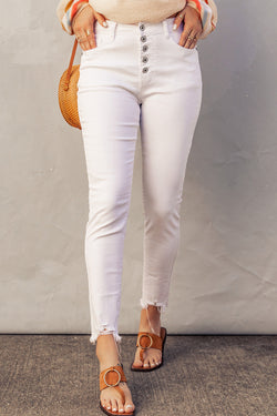 Luten White Denim in short denim high waist with buttons