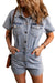 Vintage Light Blue Washed Button Pocket Denim Romper