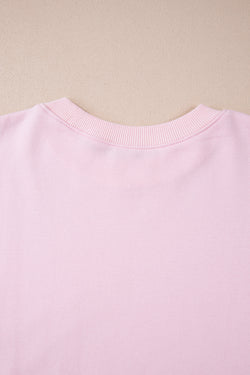 Light Pink Color Block Batwing Sleeve Loose Fit Sweatshirt