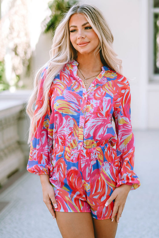 Bold Graffiti Print Multicolor Buttoned Romper