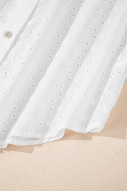 White shirt in patchwork with eyelets and puffy sleeves *