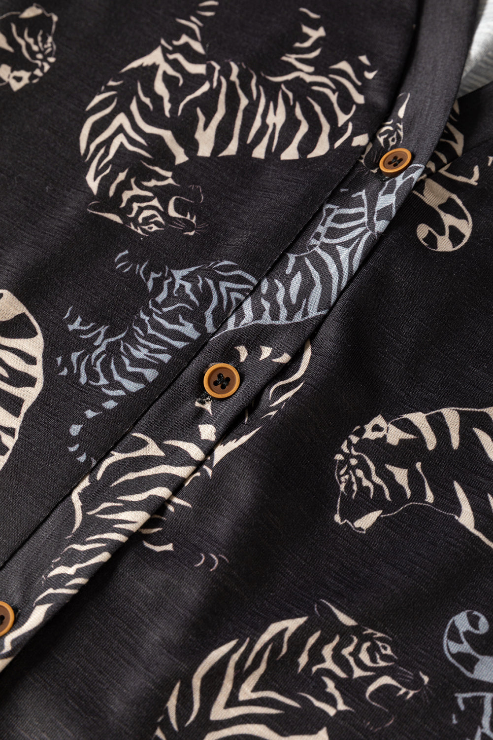 Black Wild Tiger Print Button Front Cardigan