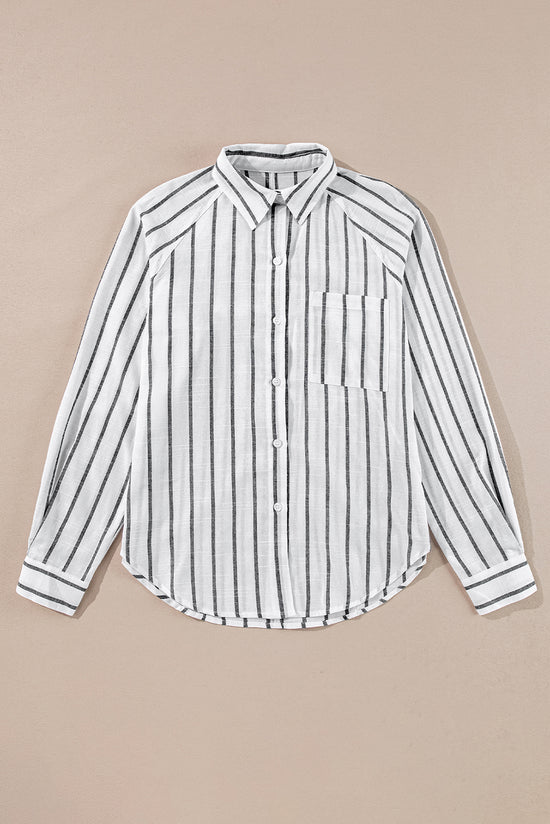 Oversize shirt with black stripes with chest pocket