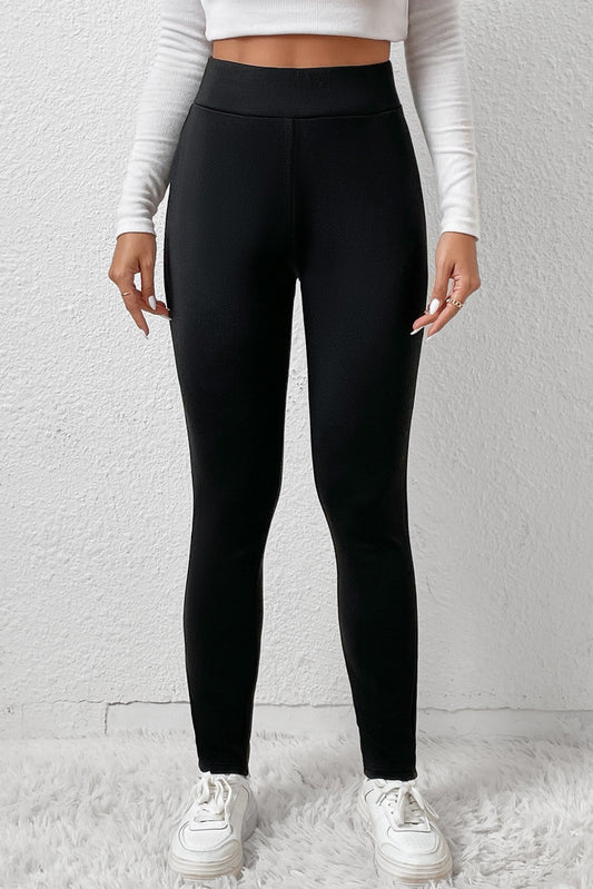 Black Fleece Lined Winter High Waist Leggings