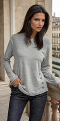Gray knitting top with round neck *