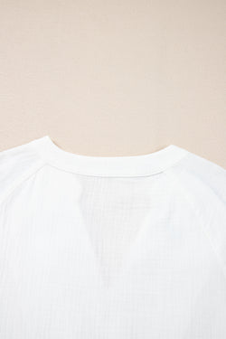 Textured shirt embroidered cashmere with split collar *