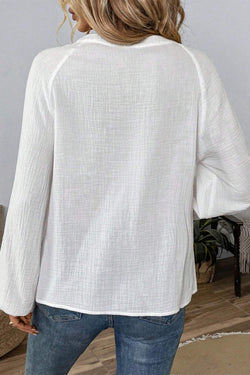 Textured shirt embroidered cashmere with split collar *