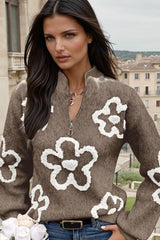 Strong collar sweater with zipper semi-ferms *