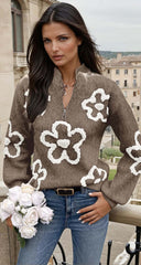Strong collar sweater with zipper semi-ferms *