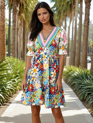 Bohemian dress with crochet patchwork *