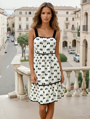 High waist dress printed knot and straps to tie *