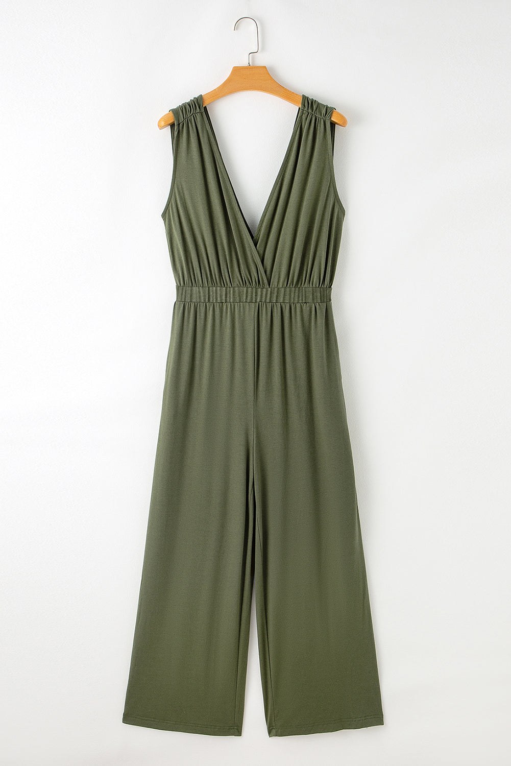 Jungle Green Deep V plissé Crisscross Ligne large Jumps à saut