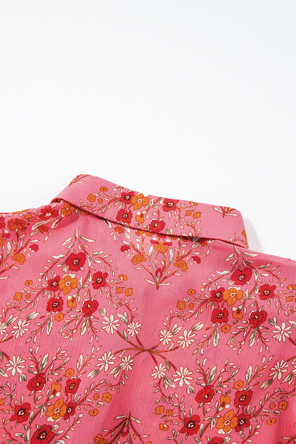 Chemise ample à manches courtes et imprimé floral rouge rose