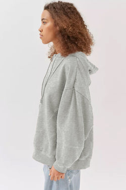 Grey Active Patchwork Warm Winter Hoodie with Detail