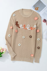 Pull ample en tricot brodé de fleurs