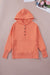 Henley Orange Hoodie con bolsillos y mangas de bate