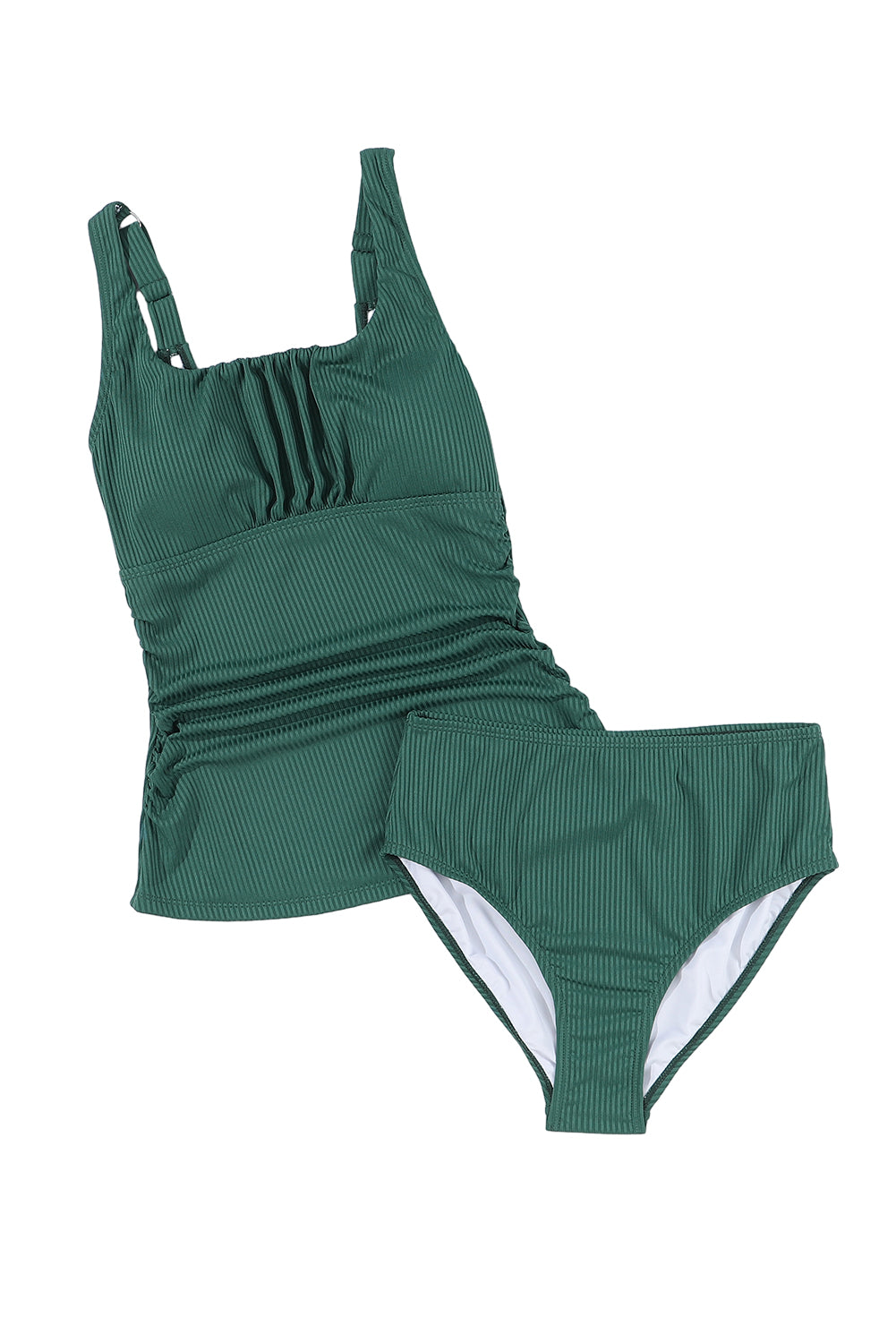 Tankini acanalado de color verde negruzco