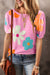 T-shirt rose à manches bulles et imprimé fleurs *