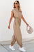 Light beige French cap sleeve open back drawstring jogging suit