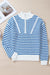 Sky blue striped sweater with zipped collar and dropped shoulders