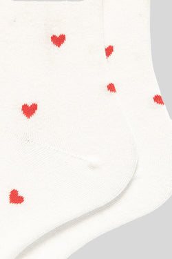 Chaussettes blanches à motif coeur Saint-Valentin