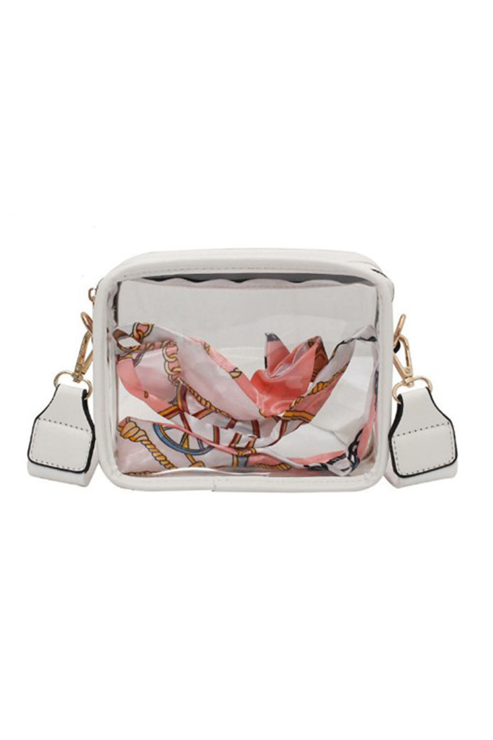 Bolso de cuero de PVC transparente blanco