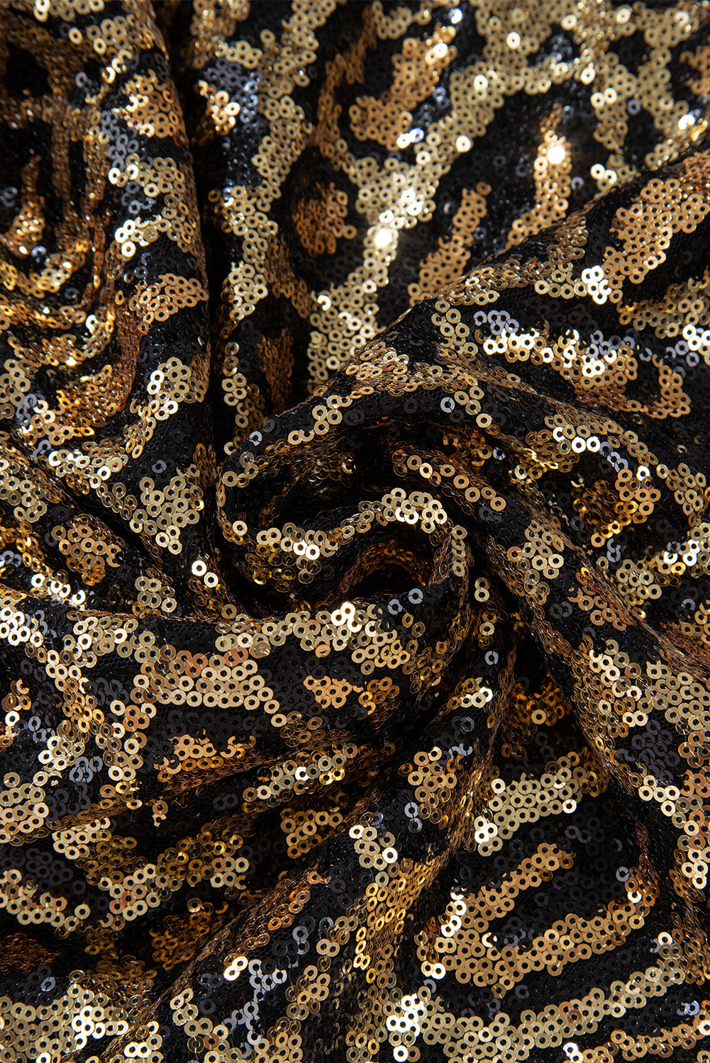 Mini gonna da discoteca leopardata con paillettes marrone