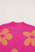 Long sleeve, high neck sweater with large pink flower pattern