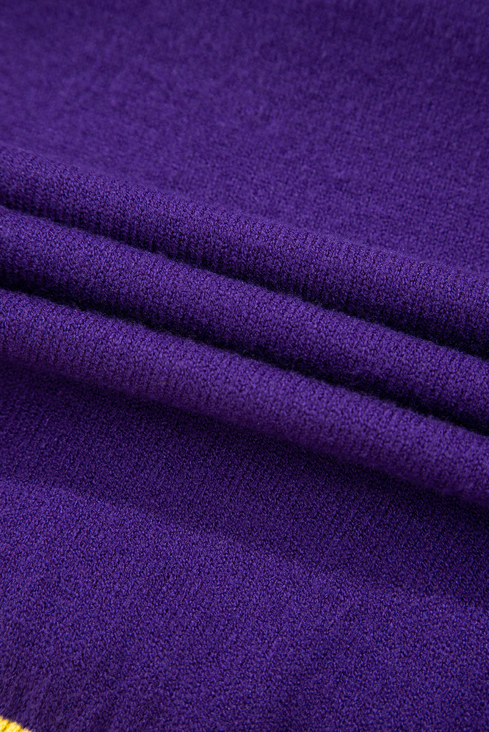 Pull à manches courtes bouffantes à blocs de couleurs Rugby à sequins violet