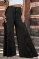 Large waist pants and patchwork in black bohemian lace *