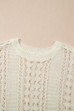 White Pull in openwork knitting with puffy sleeves*