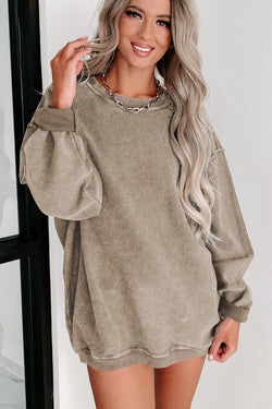 Khaki sweatshirt with united knitted knitted neck