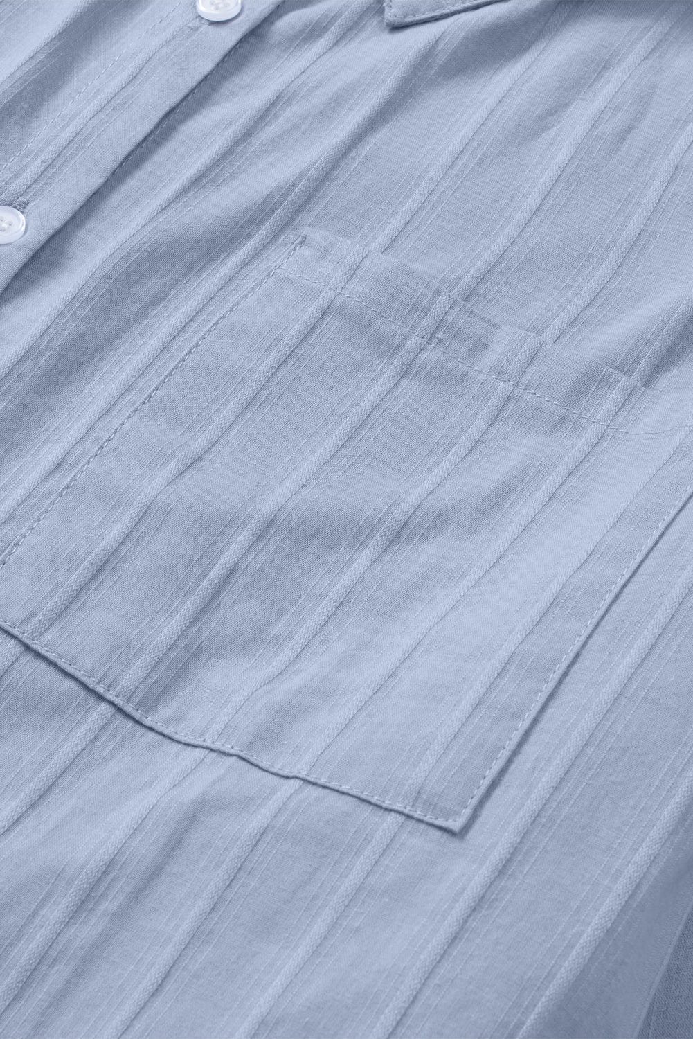 Chemise à manches longues à poche boutonnée en texturation bleue