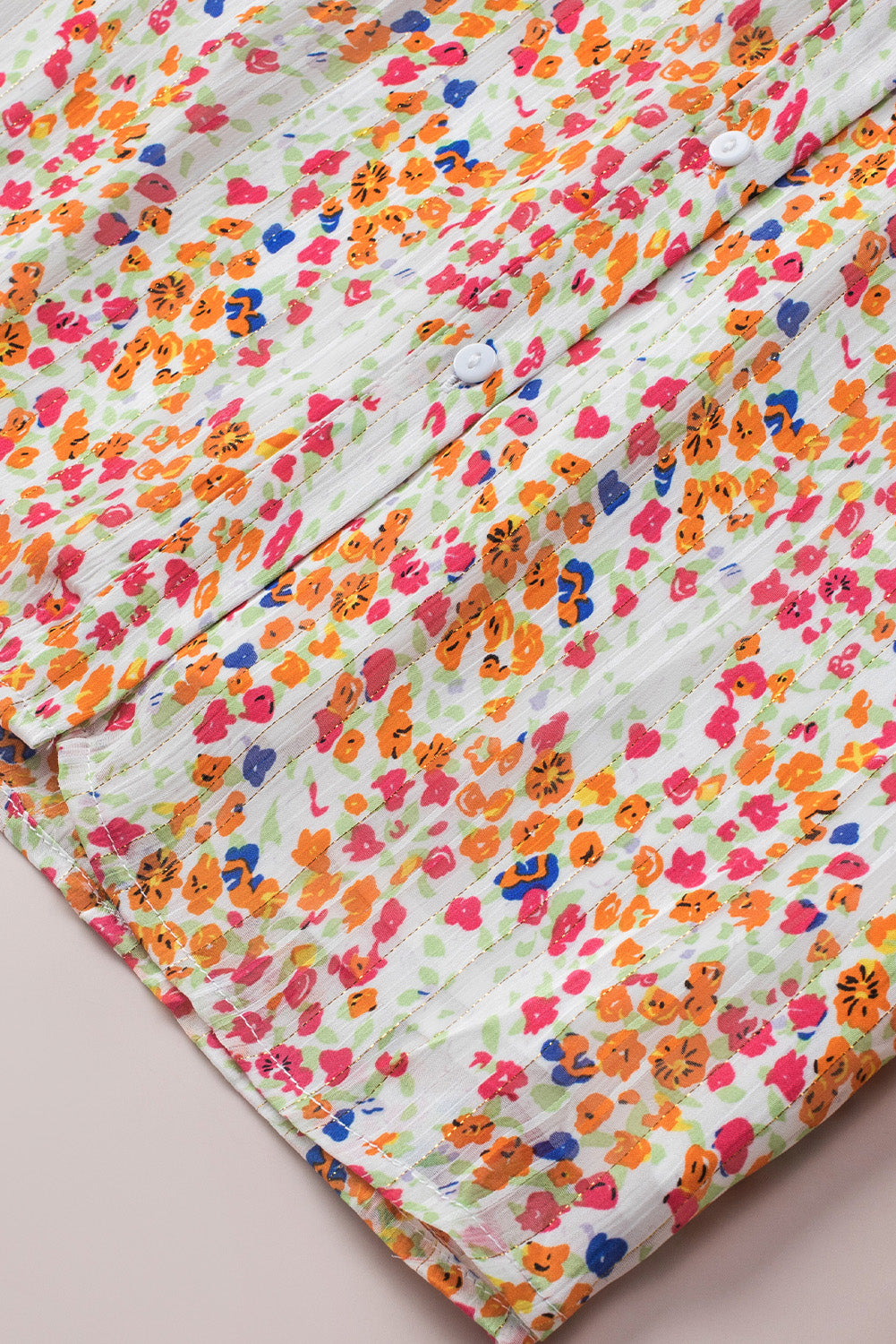 Multicolor Boho Floral Print Knopf Fronthemd