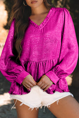 Chemisier babydoll à manches bouffantes et col en V *-A WOMAN WE LOVE