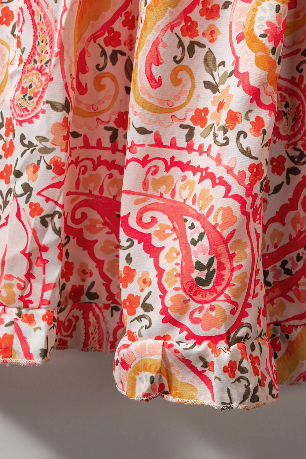 Naranja boho vacaciones paisley estampado estampado manga larga maxi vestido