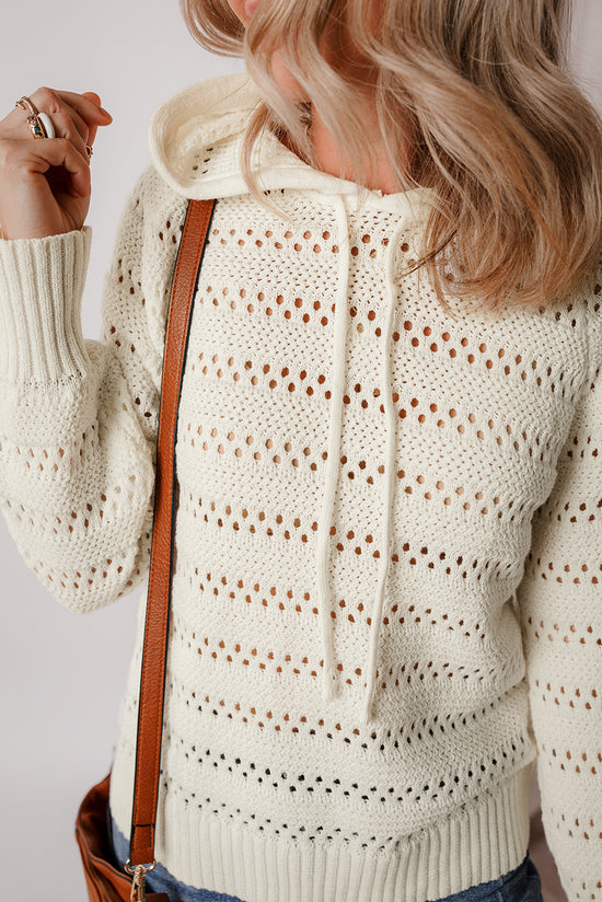 White hooding sweater in ruglan stitching knitted knit