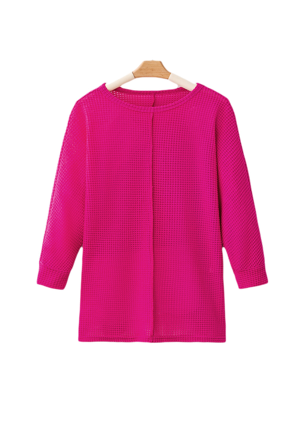 Top dividido de manga larga con costura central texturizada en rojo rosa